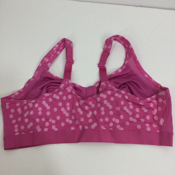 Comfort Choice Floral Front-Close Comfort Wireless Bralette Bra Pink Size 38B - Picture 6 of 11